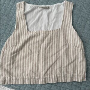 Abercrombie Beige Striped Linen Crop top